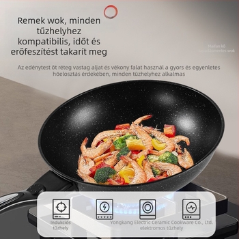 Koreai stílusú Maifan kő serpenyő otthoni használatra, füstmentes főzés, sík aljzatú, indukciós tűzhelyhez, tapadásmentes