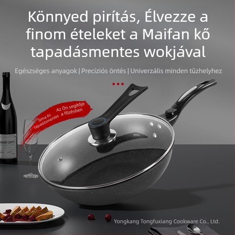 Koreai stílusú Maifan kő serpenyő otthoni használatra, füstmentes főzés, sík aljzatú, indukciós tűzhelyhez, tapadásmentes