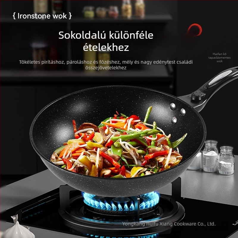 Koreai stílusú Maifan kő serpenyő otthoni használatra, füstmentes főzés, sík aljzatú, indukciós tűzhelyhez, tapadásmentes