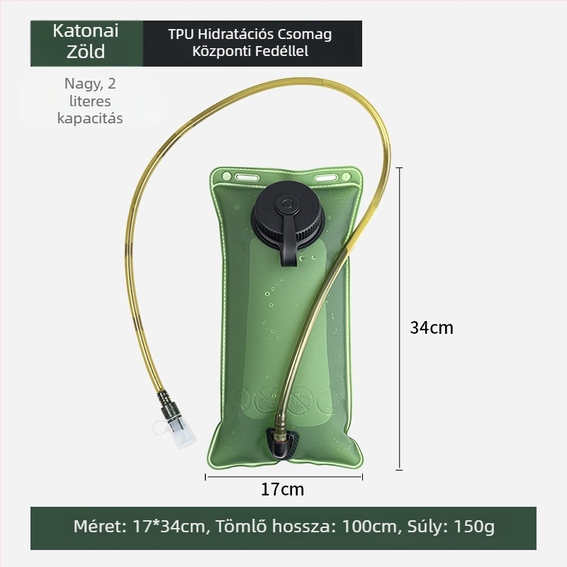 Kültéri összecsukható ivóvíz tasak TPU-ból, 2000 ml, utazáshoz, kempingezéshez és túrázáshoz