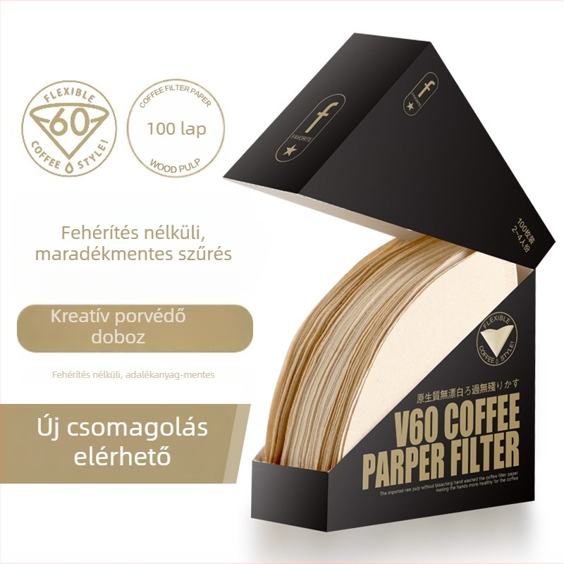 V alakú konikus kávéfilterpapír, nem fehérített fa rostból