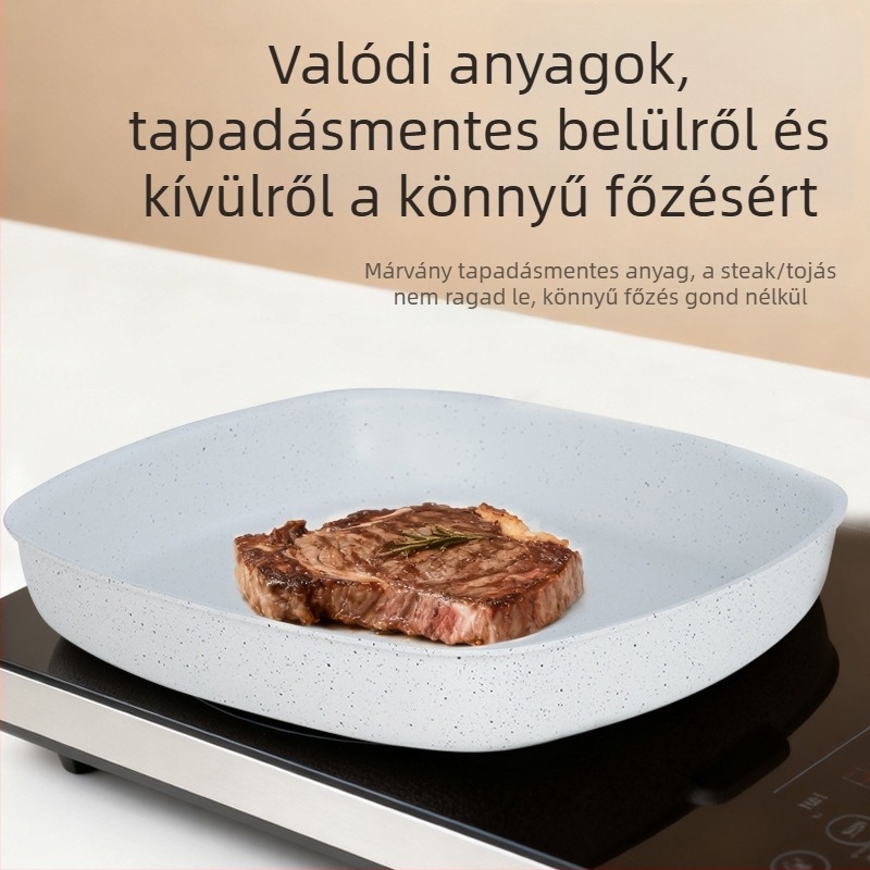 Tejfehér konyhai edénykészlet, fa fogantyúval, tapadásmentes edényekkel, fazekakkal és serpenyőkkel üvegfedőkkel