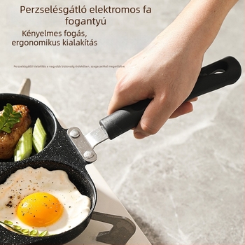 Baique Maifan kő négynyílású omlett serpenyő – tapadásmentes, sík alsó, ideális tojásokhoz, hamburgerekhez és gombócokhoz
