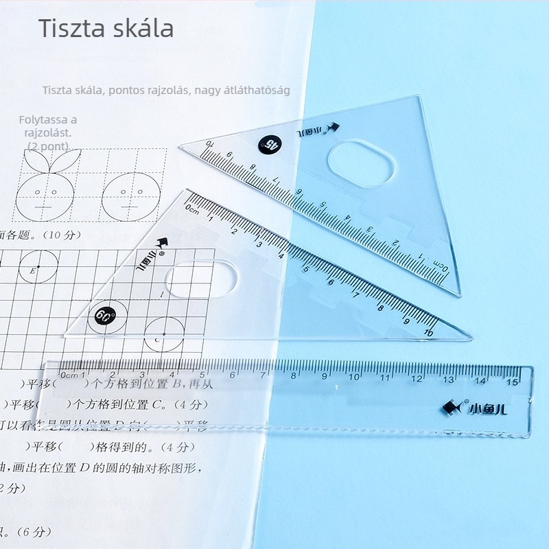 Little Fish Iskolai 7 darabos körző- és vonalzó készlet, matematikai rajzeszközök, többfunkciós