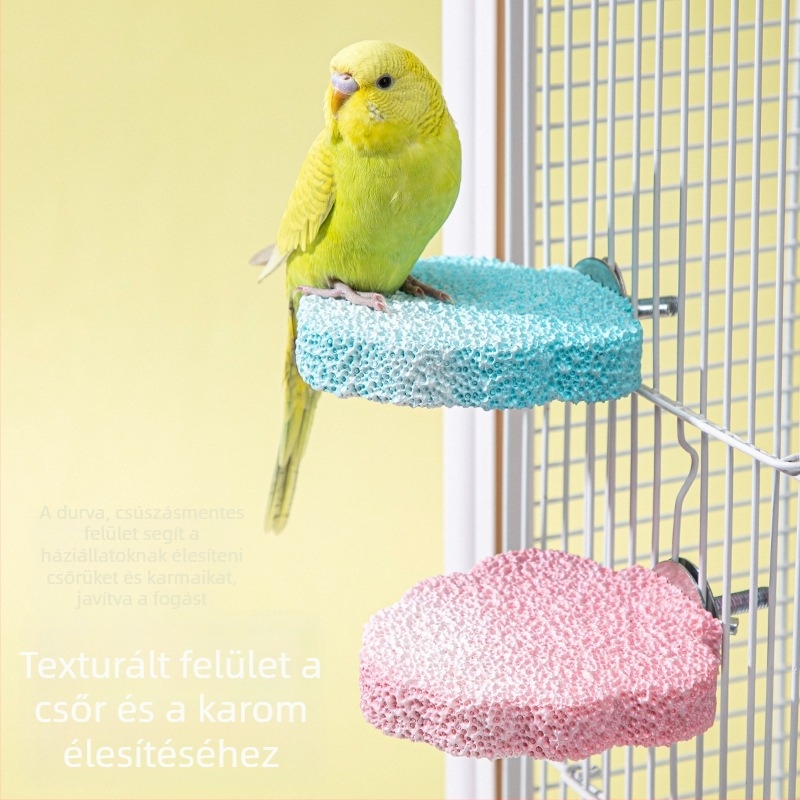Papagájoknak készült állvány karcoló bottal és csőrreszelővel, kis és közepes méretű papagájok számára