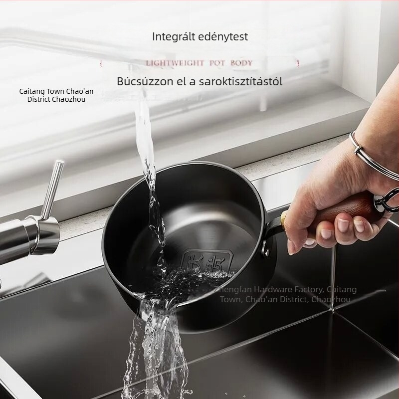 Hosszú fogantyújú vas olajmelegítéshez és öntéséhez, mélyített mini serpenyő bébiételhez