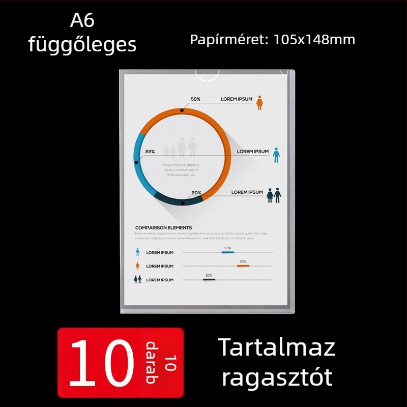 A4 falra szerelhető bemutató keret átlátszó kártyatartó zsebekkel és dokumentumok behelyezésére szolgáló rekesszel