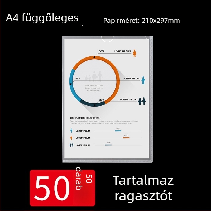 A4 falra szerelhető bemutató keret átlátszó kártyatartó zsebekkel és dokumentumok behelyezésére szolgáló rekesszel