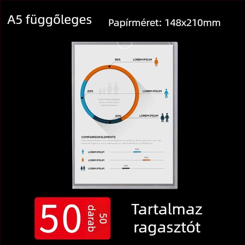 A4 falra szerelhető bemutató keret átlátszó kártyatartó zsebekkel és dokumentumok behelyezésére szolgáló rekesszel