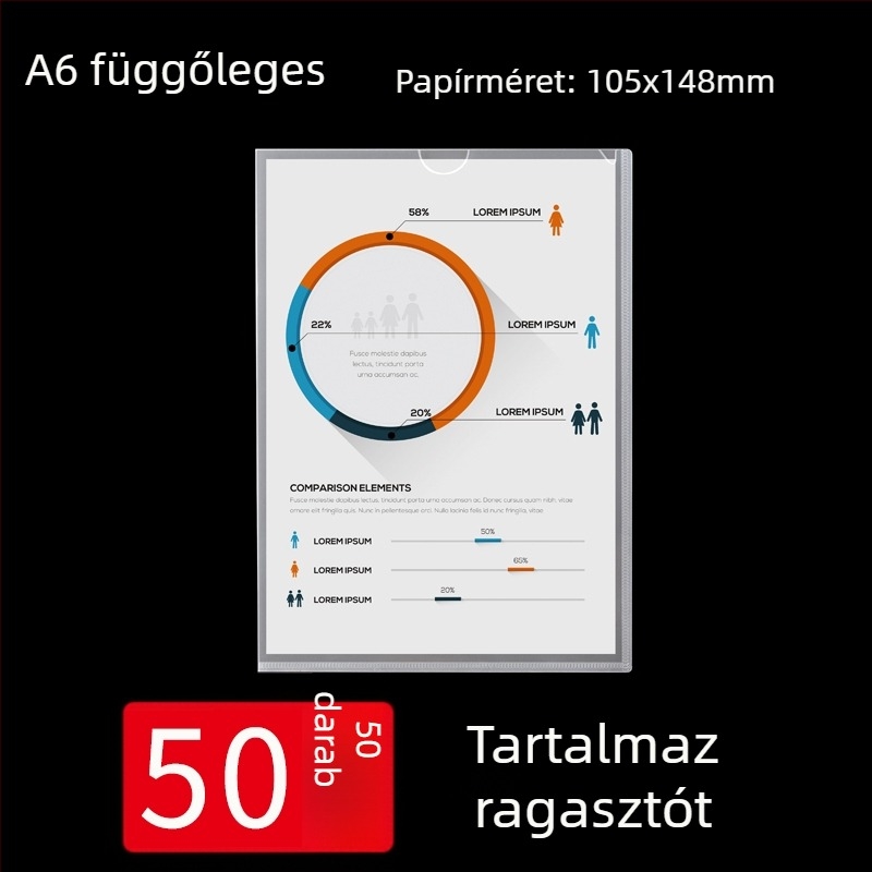 A4 falra szerelhető bemutató keret átlátszó kártyatartó zsebekkel és dokumentumok behelyezésére szolgáló rekesszel