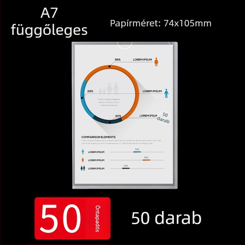 A4 falra szerelhető bemutató keret átlátszó kártyatartó zsebekkel és dokumentumok behelyezésére szolgáló rekesszel