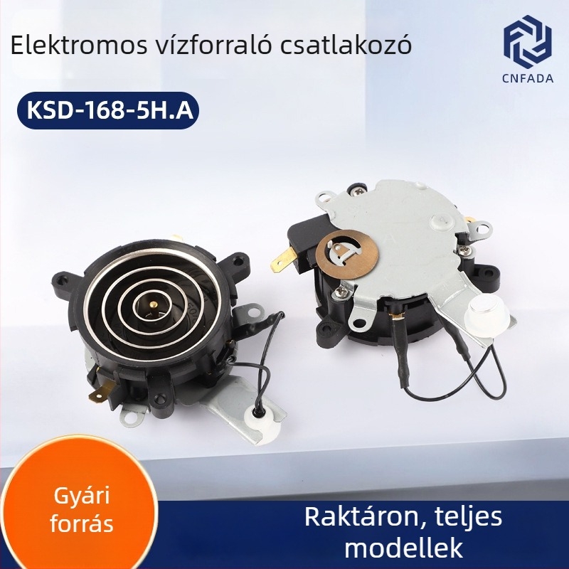 Elektromos vízfeltöltős teáskészlet-kiegészítők, felső és alsó alap, kis ötkaros csatlakozó, hőmérséklet-szabályozó kapcsoló.