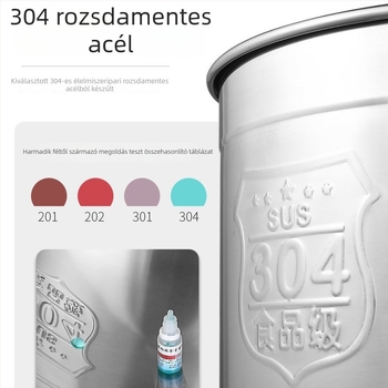 Vastagított 304 rozsdamentes acél leveses fazék fedővel, kör alakú, többfunkciós konyhai tárolóedény