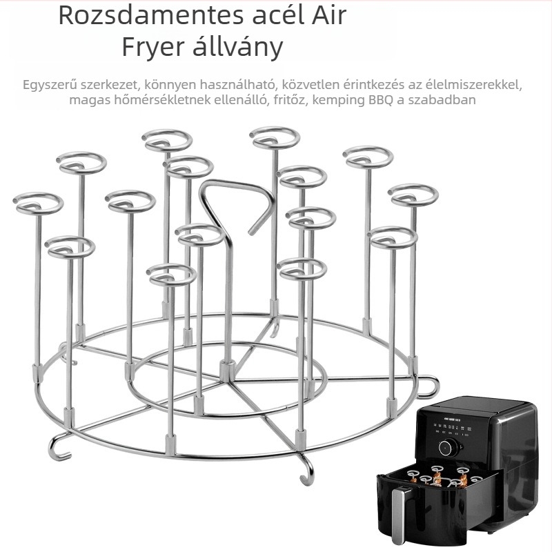304 rozsdamentes acél légsütő kiegészítők: függőleges grillrács, nyársak, mikrohullámú sütő grill, BBQ grill, akasztó eszközök