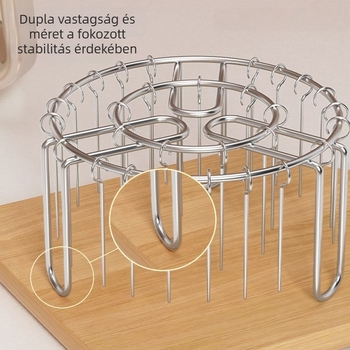 U-alakú rozsdamentes acél nyárs tartó, függőleges BBQ grill és légsütő háztartási használatra