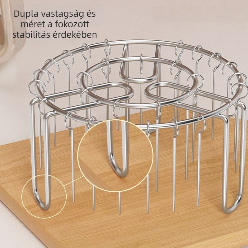 U-alakú rozsdamentes acél nyárs tartó, függőleges BBQ grill és légsütő háztartási használatra