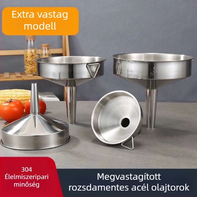 Nem mágneses rozsdamentes acél olajtöltő tölcsér, konyhai használatra, keskeny átmérőjű