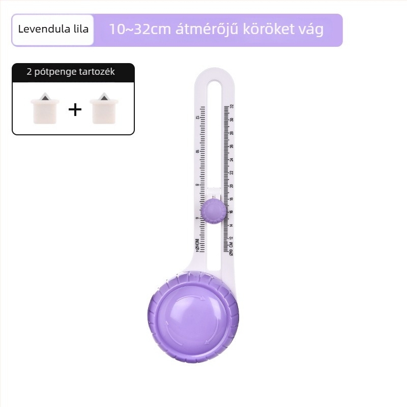 Forgó körkivágó – körvágó eszköz papírhoz, kompás kés, DIY vágóeszköz, A4 méretig, színek: zöld, rózsaszín, lila