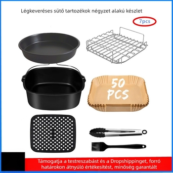 Négyzet alakú légsütő kiegészítő, kompatibilis a Cosori, Philips és más légsütőkkel