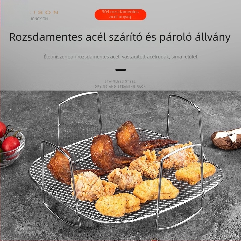 304 rozsdamentes acél sütő- és grillrács: négyszögletes szárítási és gőzölési rekesz, BBQ háló, kenyérrack
