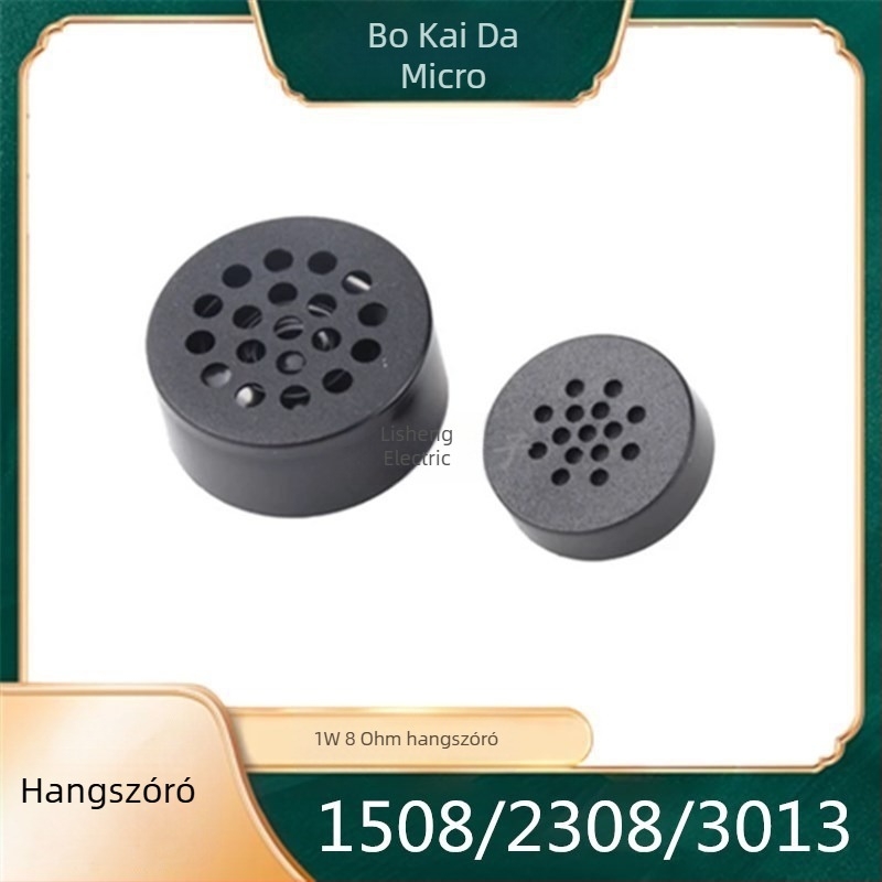Passzív beépíthető kis hangszóró, 8 Ω, 1 W, csapköz 10 mm, méret 23×8 mm, ujjlenyomat-zárhoz, modellek 1508/2308/3013