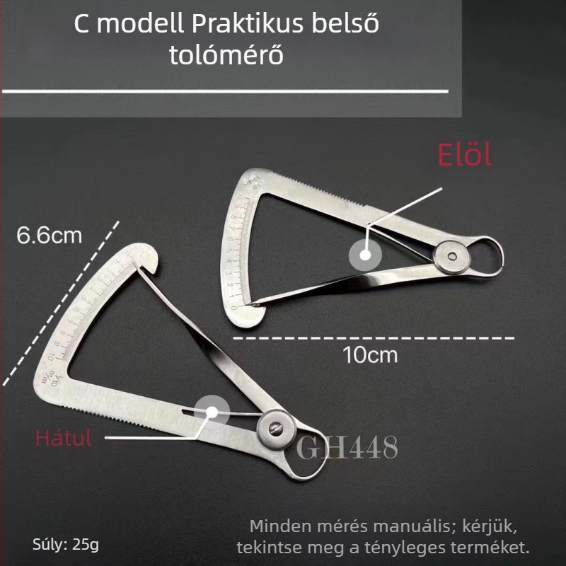 Brilliant Rozsdamentes acél belső kalibrátor, osztó és körző készlet, mérőeszköz, 0–10 mm belső átmérő mérő, háromszög alakú vastagságmérő