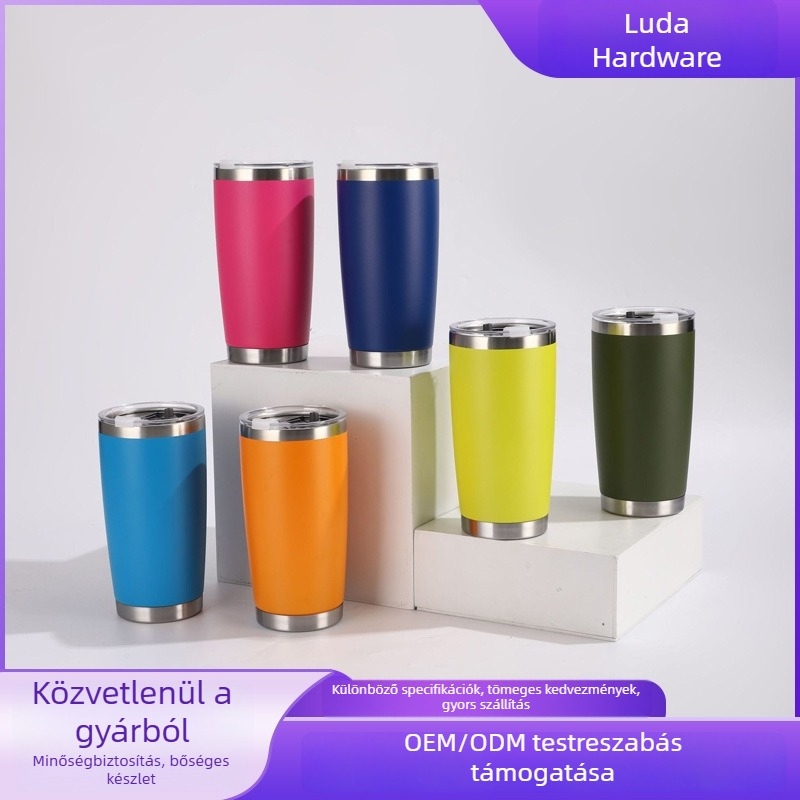 20oz autóba való spray-festett pohár, termosz 304 rozsdamentes acélból, nagy kapacitású, hordozható