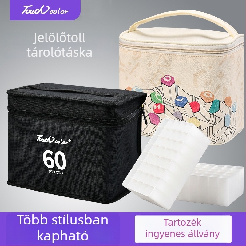 Vászonból készült marker tolltartó és tároló táska, hordozható hátizsák-stílusú tolltartó, 36/48/60/80 színhez