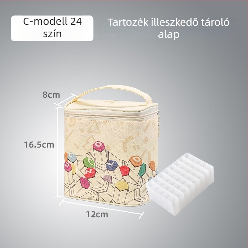 Vászonból készült marker tolltartó és tároló táska, hordozható hátizsák-stílusú tolltartó, 36/48/60/80 színhez