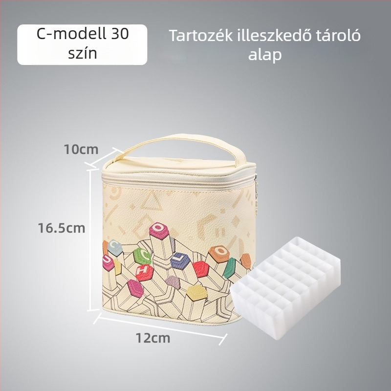 Vászonból készült marker tolltartó és tároló táska, hordozható hátizsák-stílusú tolltartó, 36/48/60/80 színhez