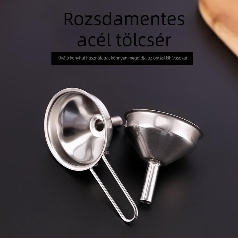Rozsdamentes acél konyhai tölcsér széles szájú, olaj töltésére és folyadékok szűrésére