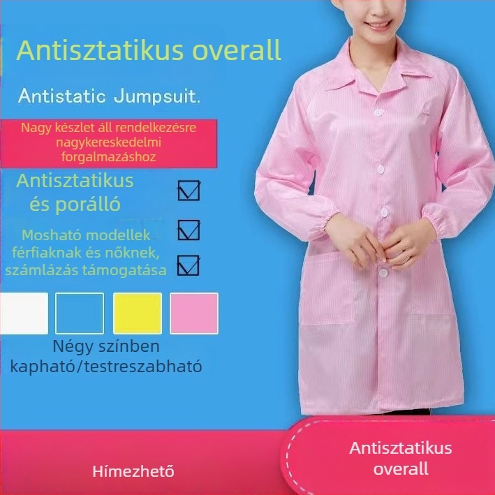 Antisztatikus munkaruha elektronikai gyártáshoz – férfiaknak, két részes por- és statikus védelemmel