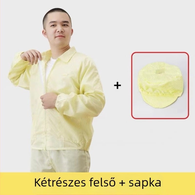 Antisztatikus munkaruha elektronikai gyártáshoz – férfiaknak, két részes por- és statikus védelemmel