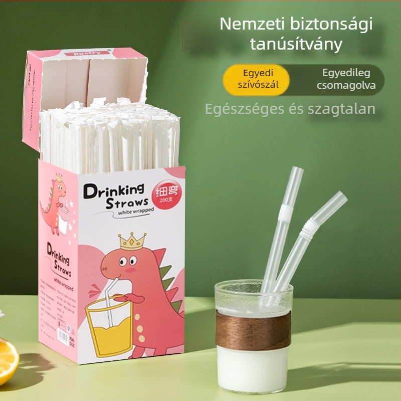 Puyong egyszer használatos görbült szívószál, egyedi csomagolás, élelmiszer-minőségű műanyagból, gyerekeknek és anyáknak