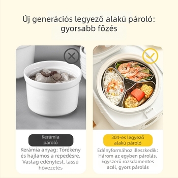 304 rozsdamentes acél, ventilátorra formájú gőzölő tál rizsfőzőhöz, multifunkcionális gőzölő kosár rizshez és tojásos pudinghoz, otthoni használatra
