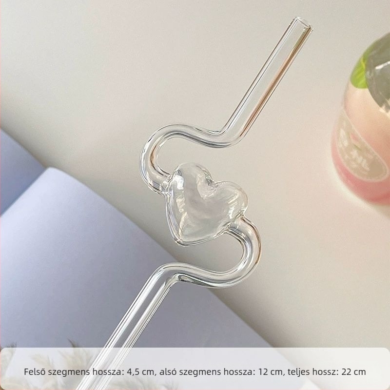 Üveg szívószálak gyerekeknek – szív alakú, elegáns dizájn