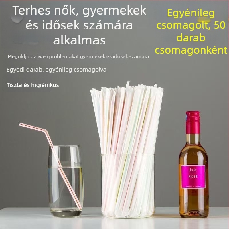Egyedi csomagolású, eldobható hajlított műanyag szívószálak babáknak és anyáknak