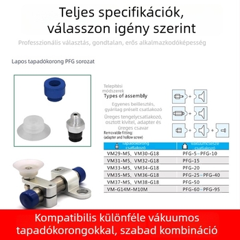 CRG vákuum-szívócsésze csatlakozó, pagoda stílusú, egyenes beillesztésű fúvóka alap VM-G1/8 menettel, robotkar manipulátor kiegészítő