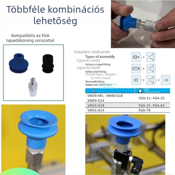 CRG vákuum-szívócsésze csatlakozó, pagoda stílusú, egyenes beillesztésű fúvóka alap VM-G1/8 menettel, robotkar manipulátor kiegészítő