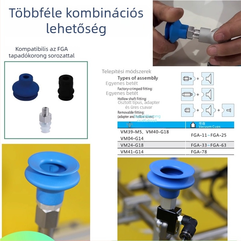 CRG vákuum-szívócsésze csatlakozó, pagoda stílusú, egyenes beillesztésű fúvóka alap VM-G1/8 menettel, robotkar manipulátor kiegészítő