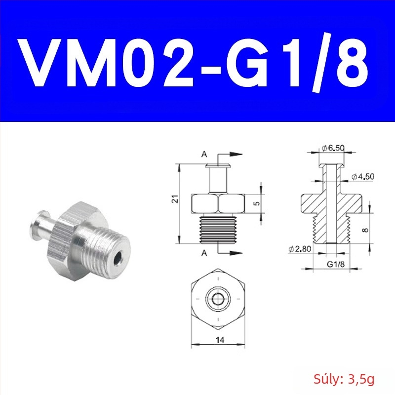 CRG vákuum-szívócsésze csatlakozó, pagoda stílusú, egyenes beillesztésű fúvóka alap VM-G1/8 menettel, robotkar manipulátor kiegészítő