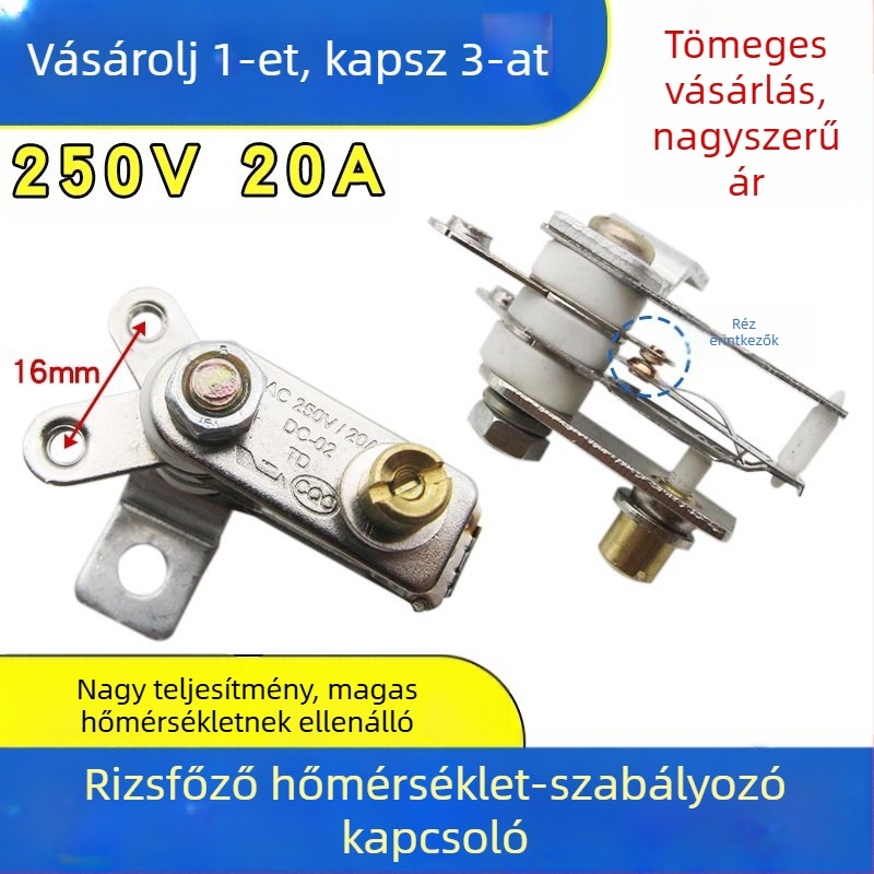 3 db 20A-os magas teljesítményű hőmérséklet-szabályozó kapcsoló rizsfőzőhöz – univerzális kiegészítő