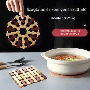 1/8 készlet bambusz tányéralátét és edény alátét, szigetelt étkezőasztalhoz otthoni használatra