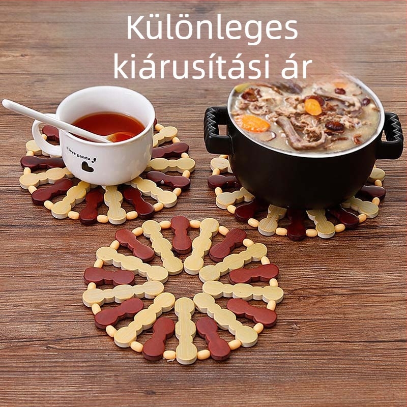 1/8 készlet bambusz tányéralátét és edény alátét, szigetelt étkezőasztalhoz otthoni használatra