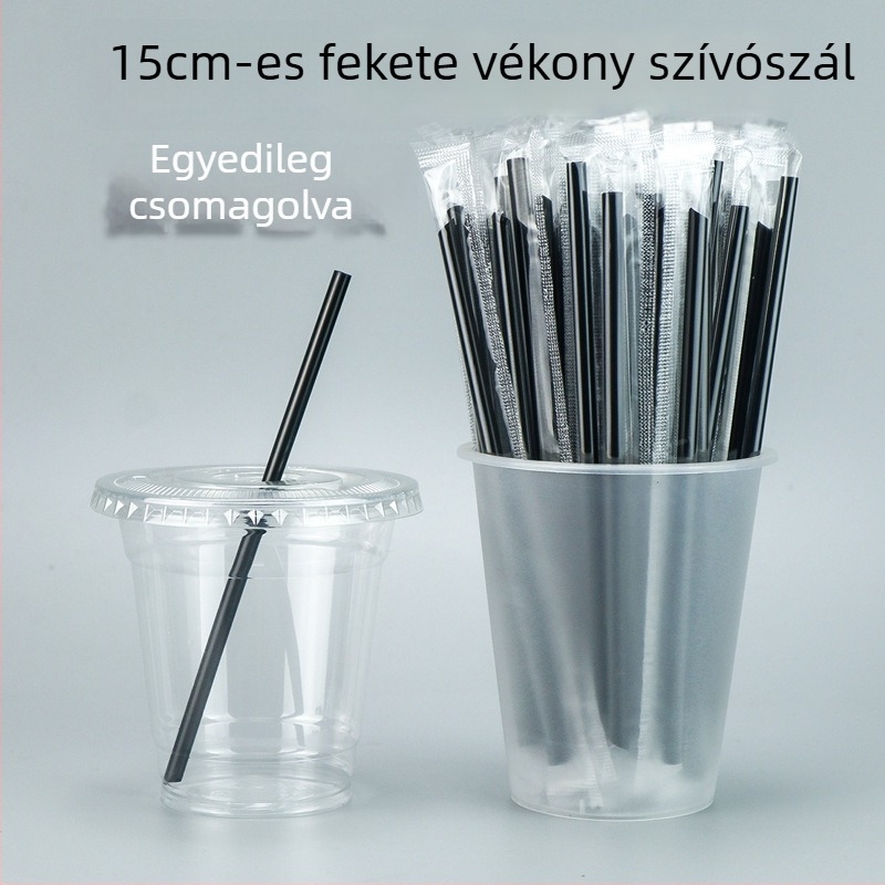 15 cm egyedi csomagolású, egyszer használatos szívószál kávéhoz, tej-teához, szója tejhez és forró italokhoz — vékony, kereskedelmi célú felhasználás