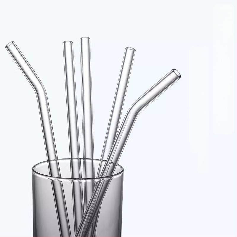 Üvegszívószálak, újrahasználhatóak, hőállóak, környezetbarátok, átlátszóak, hajlított, vastag tejes teához szívószálak, extrán hosszúak, terhes nők számára