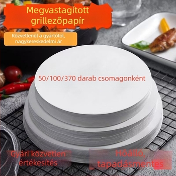 Kerek grillsütő sütőpapír, olajfelszívó, sütőben és air fryerben használható, nem tapad, magas hőállóságú