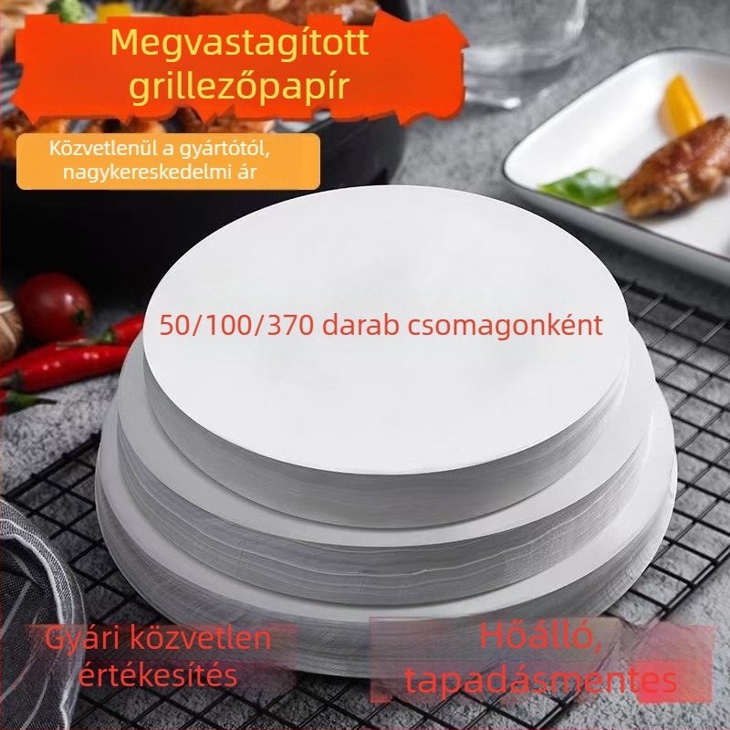 Kerek grillsütő sütőpapír, olajfelszívó, sütőben és air fryerben használható, nem tapad, magas hőállóságú
