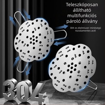 304 rozsdamentes acél összecsukható gőzölő állvány, többfunkciós, kinyitható és állítható konyhai pároló rács