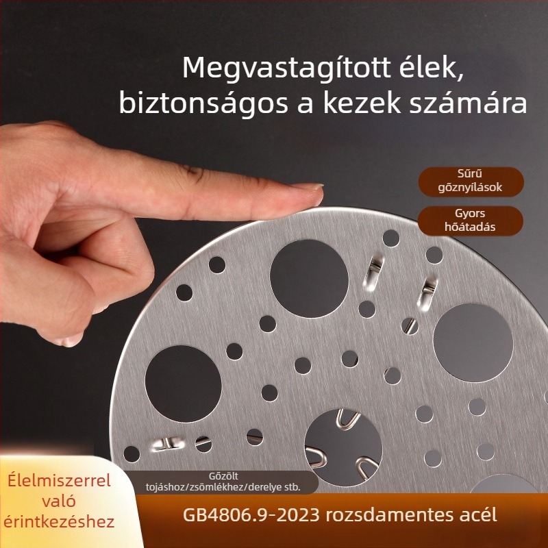 Összecsukható rozsdamentes acél gőzölő rács – konyhai, kör alakú, többfunkciós